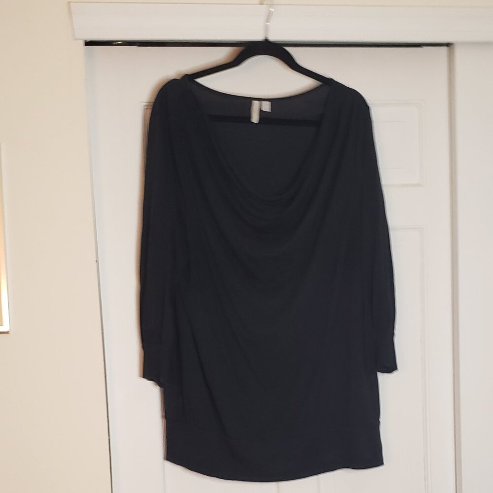 Women's 3/4 Sleeve Draped Neckline Top - Size XXL